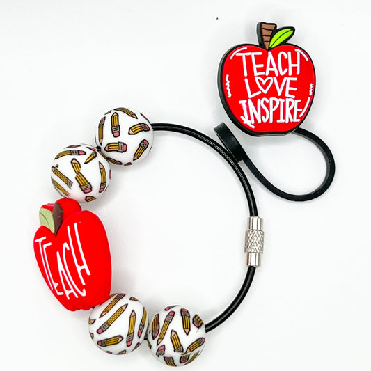 Teacher Love Inspire Cup Charm w/Topper