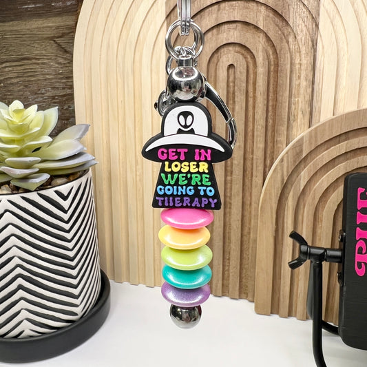 Get In Loser Silver Keychain Bar