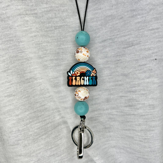 Boho Teal Teacher Lanyard