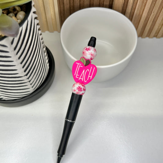 Pink Apple TEACH Plastic Pen