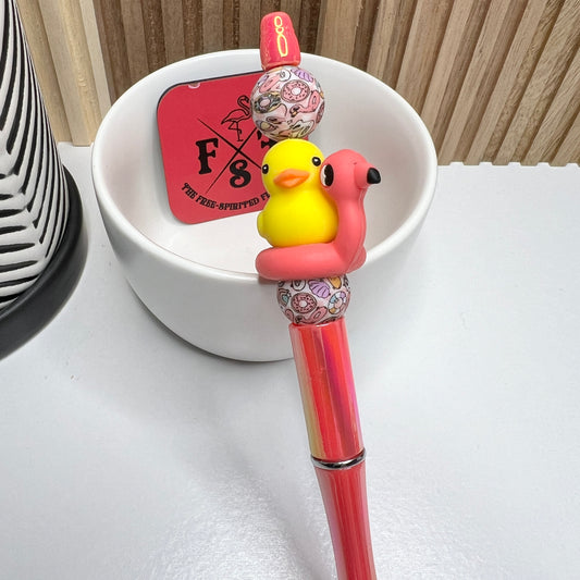 Rubber Ducky Flamingo Floatie Plastic Pen