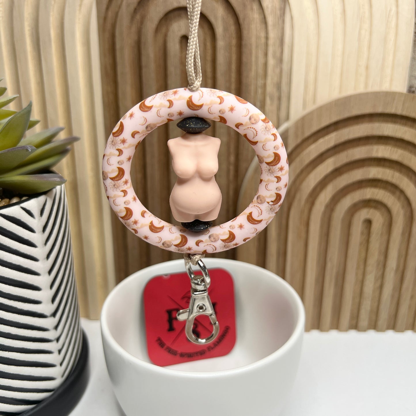 Pregnant Light Skinned Moons Car Charm