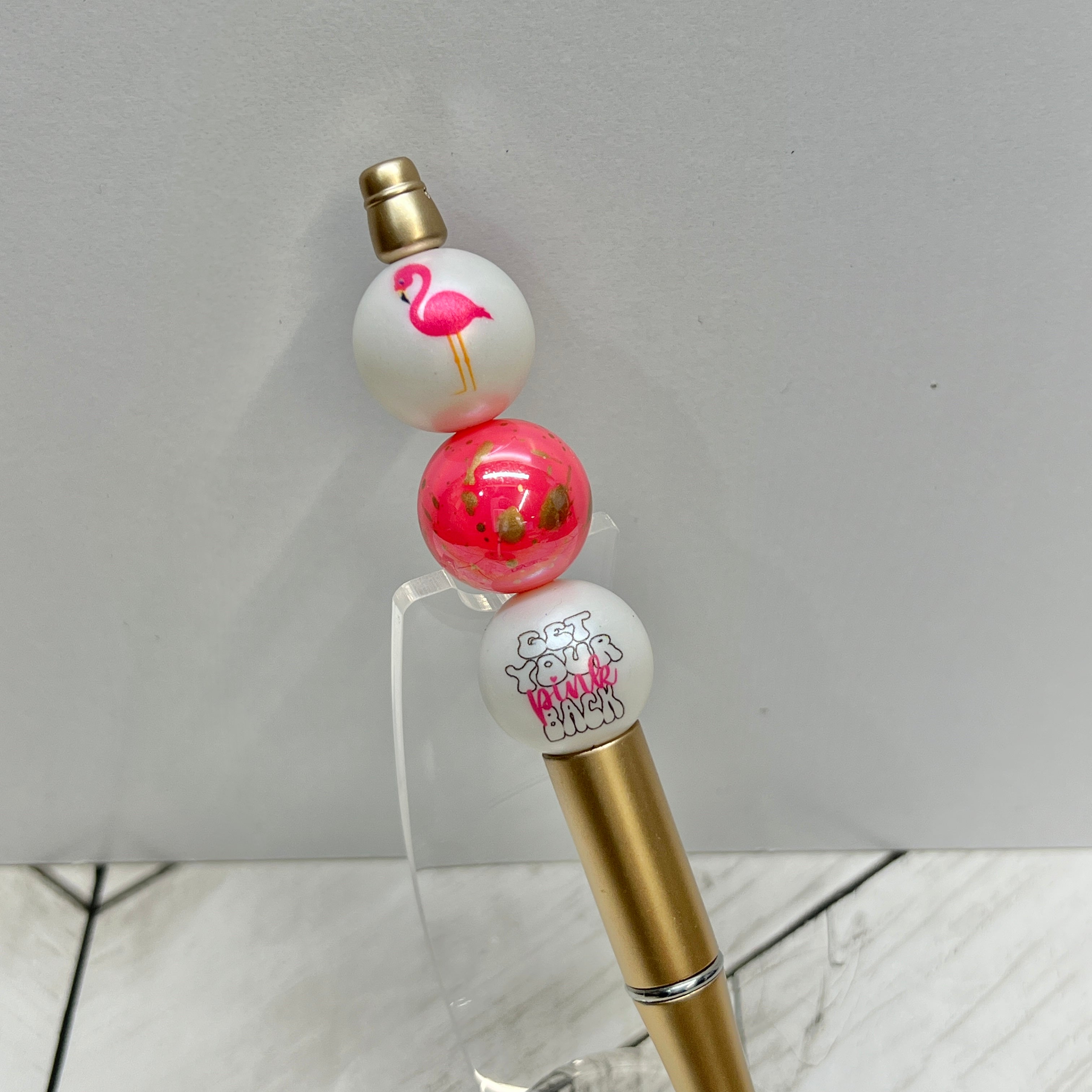 GYPB Pink Swirl Gold Plastic Pen