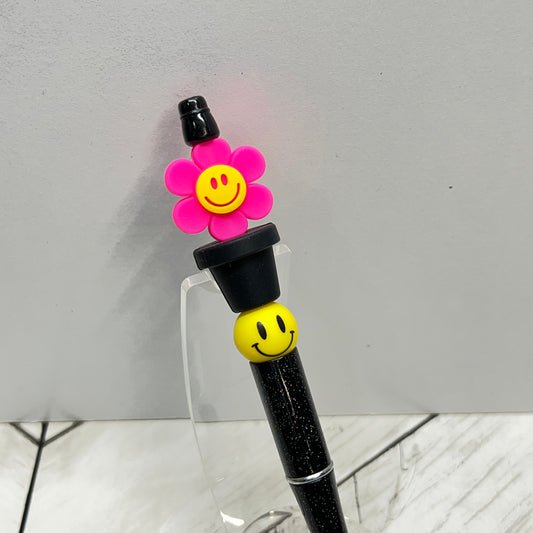 Pink Happy Daisy Plastic Pen