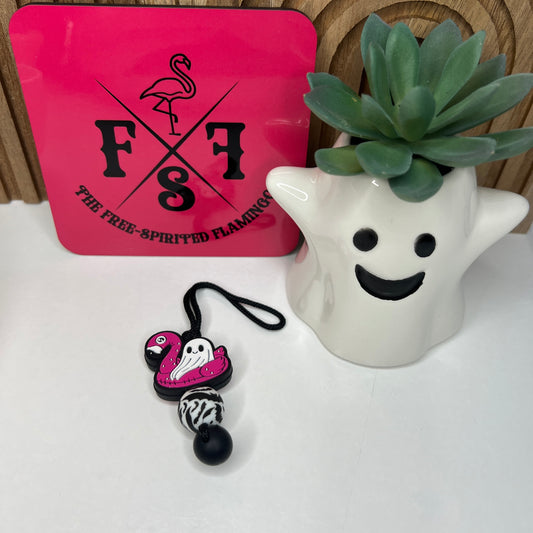 Ghosty On A Floatie Zipper Charm