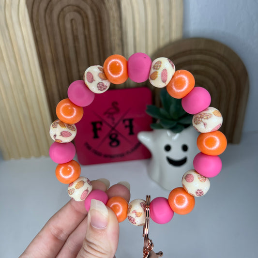 Pink & Orange Pumpkin Wristlet