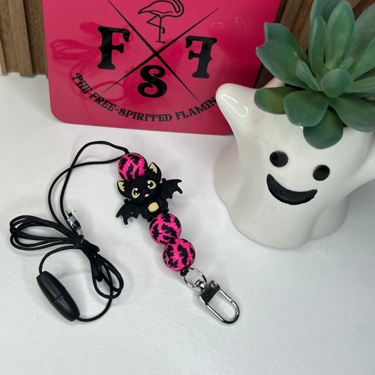 Pink & Black Bat Lanyard