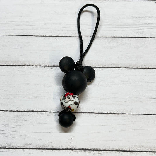 Black Mouse Head Zipper Charm