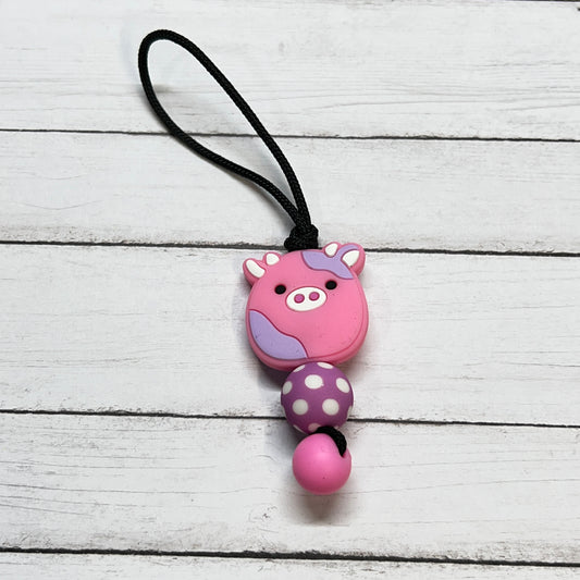 Pink & Purple Squish Cow Zipper Charm