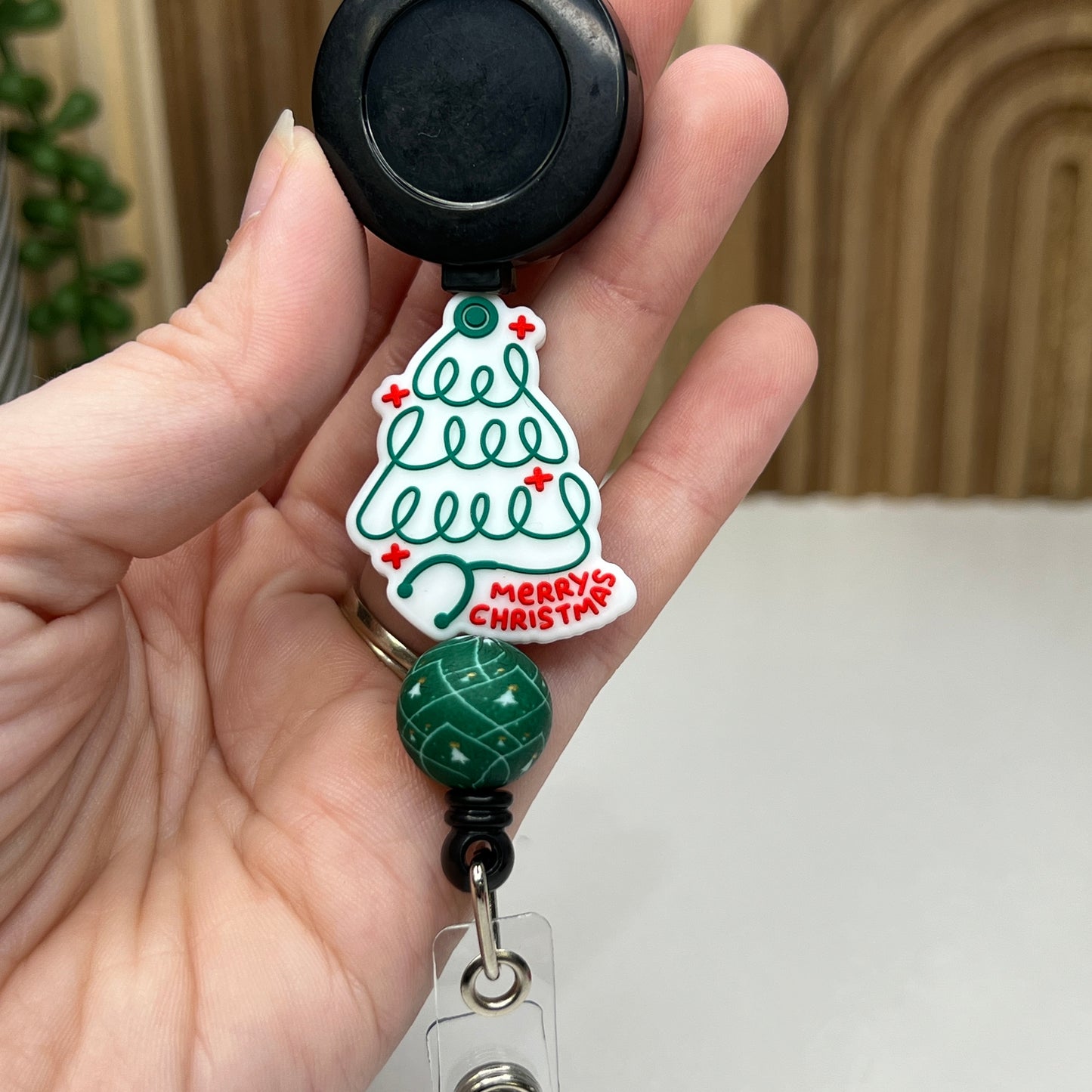 Stethoscope Christmas Tree Badge Reel