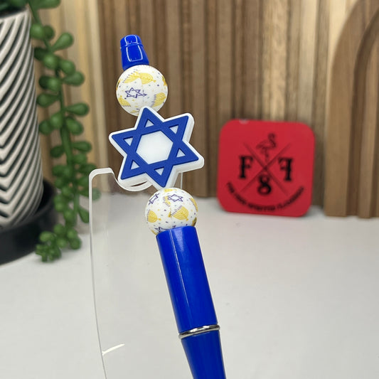 Star Of David Blue Plastic Pen