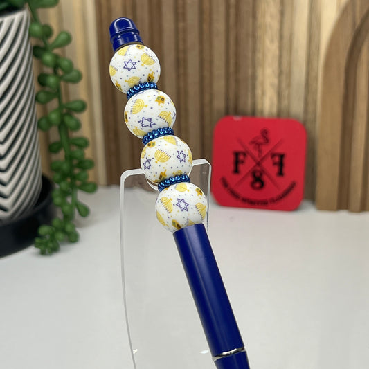 Blue Hanukkah Metal Pen