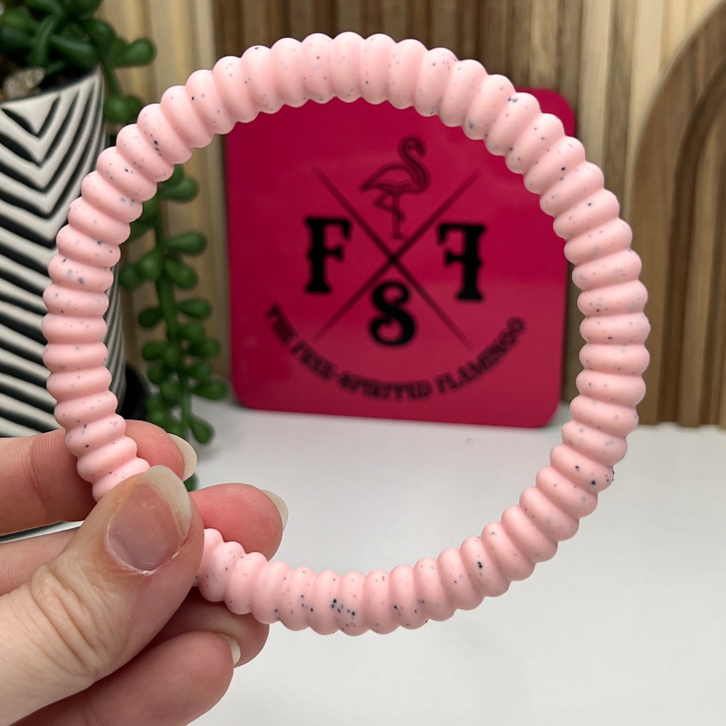 Pink Granite Abacus Chewie Bracelet
