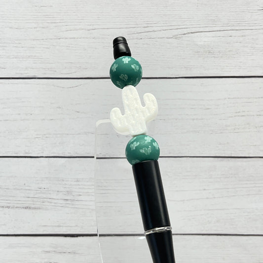 White Opal Cactus Plastic Pen