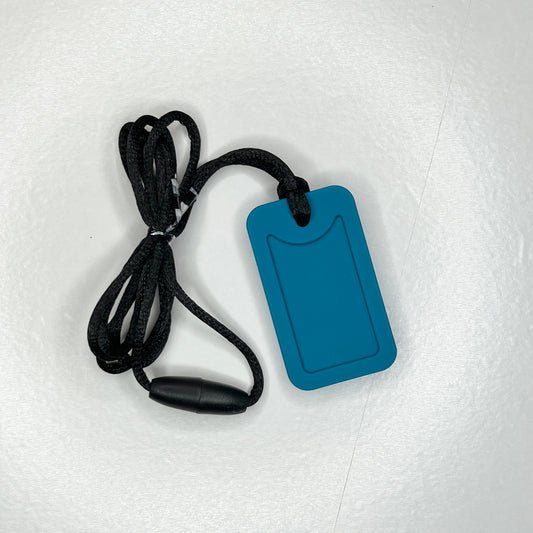 Teal Dog Tag Sensory Chewer