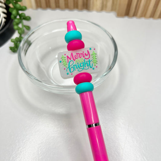Pink Merry & Bright Plastic Pen