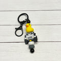 White Jeep Ducked Black Keychain Bar