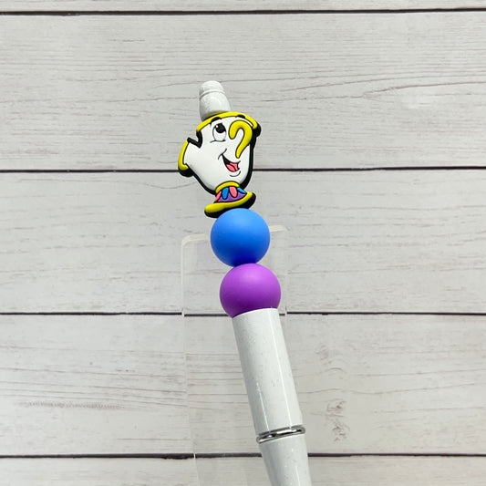 Chipped Tea Cup Glitter Plastic Pen