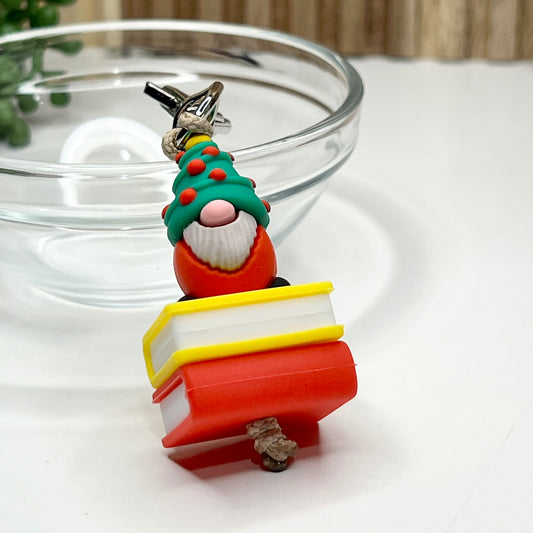 Christmas Gnome Book Keychain