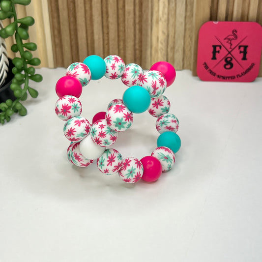 Hot Pink + Mint Daisy Freezer Ring