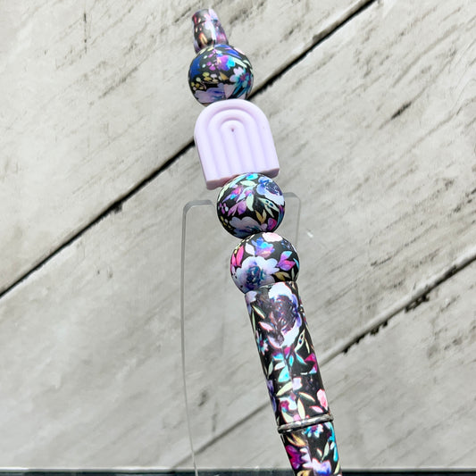Midnight Blossom Rainbow Plastic Pen