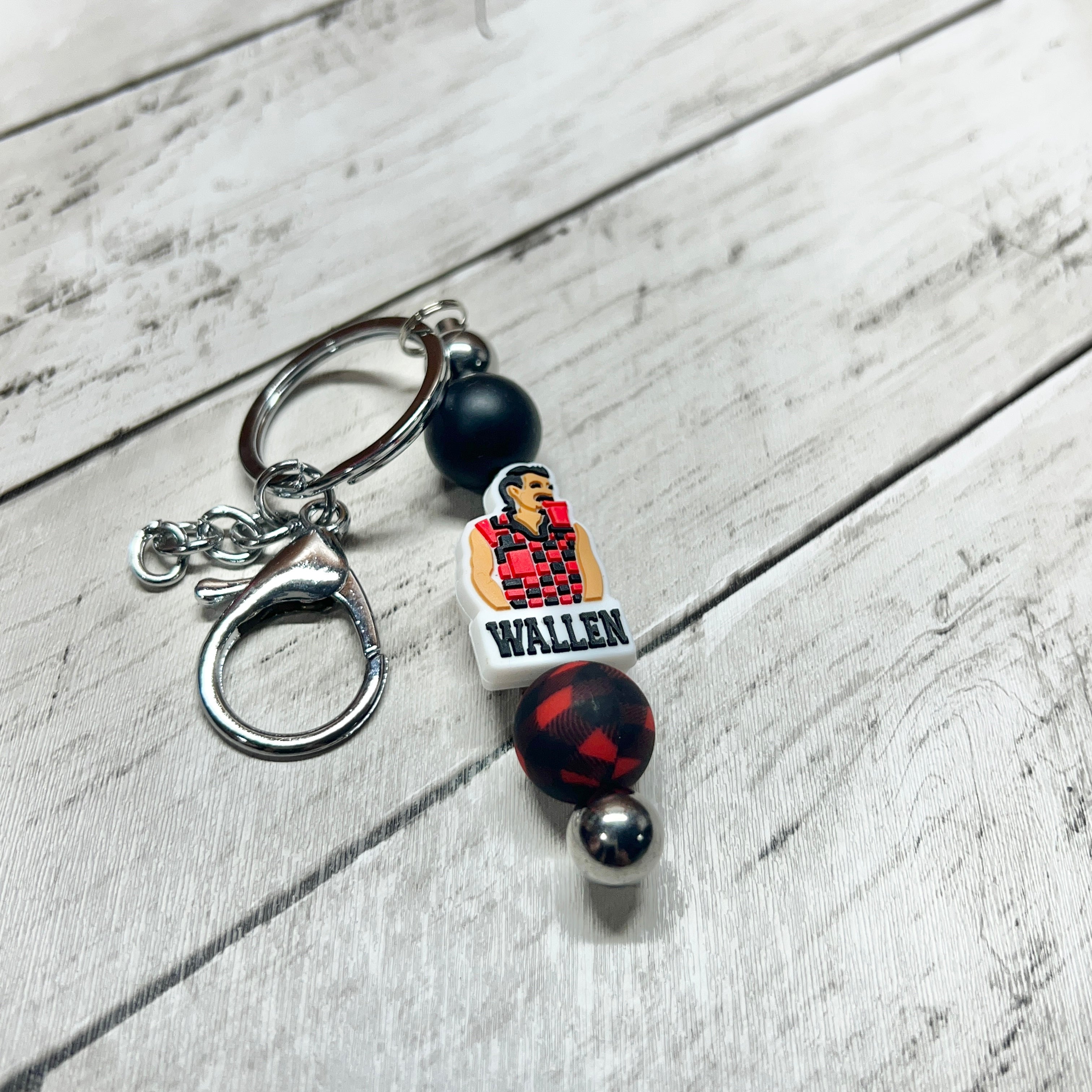 Wallen Plaid Silver Keychain Bar