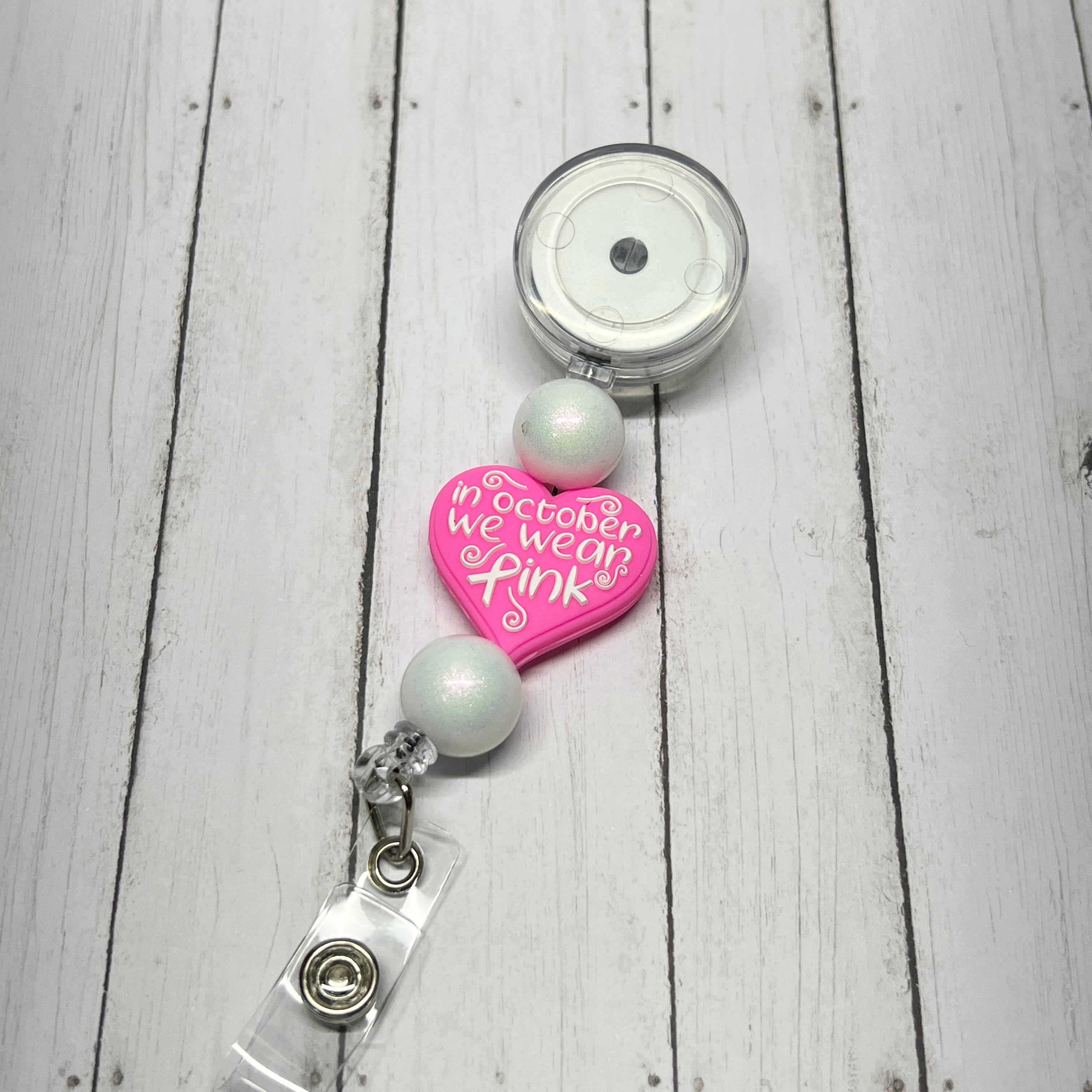 Pink October We Wear Pink Badge Reel