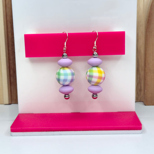 Purple Spring Plaid Earrings