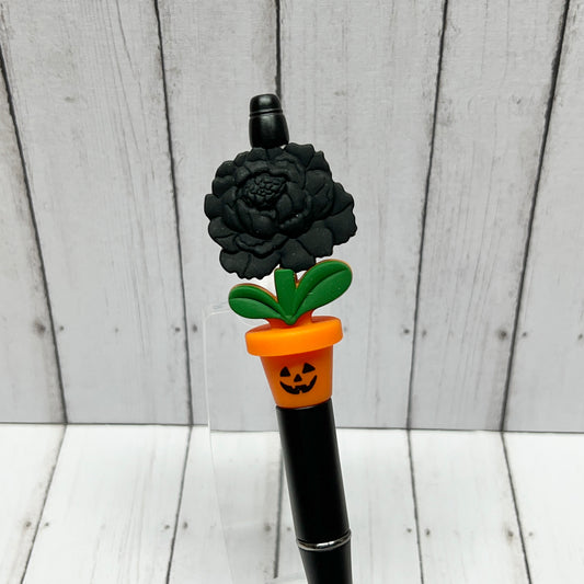 Black Peony Jack O Planter Plastic Pen