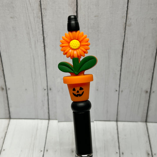 Orange Sunflower Jack O Planter Plastic Pen