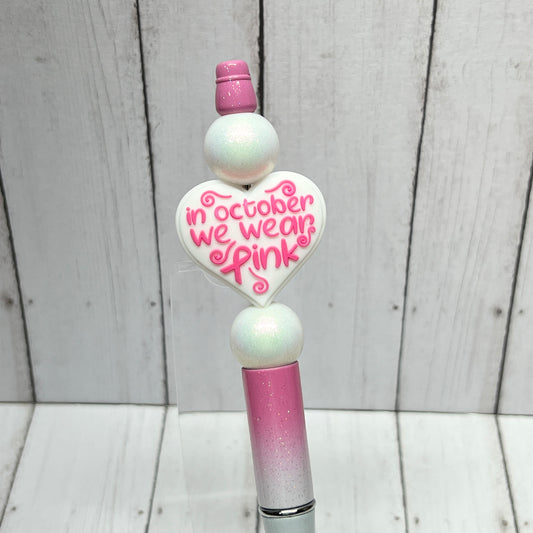 White October Wear Pink Ombre Glitter Plastic Pen