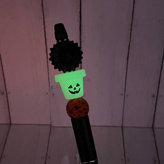Black Sunflower Glow Jack O Planter Plastic Pen