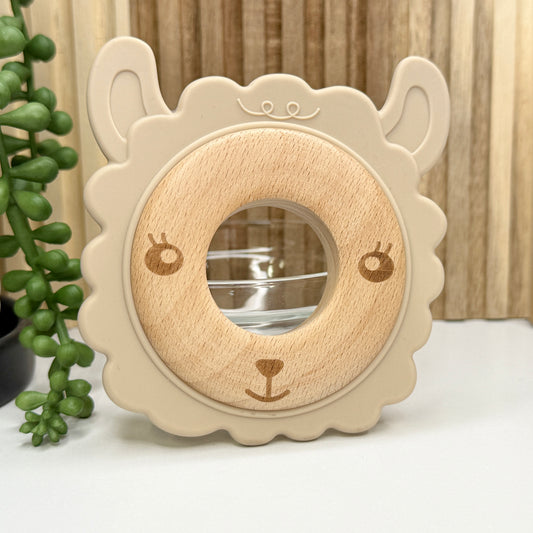 Doeskin Llama Teether w/Wood