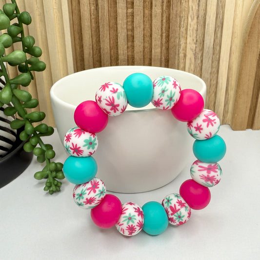 Hot Pink Mint Daisy Freezer Ring
