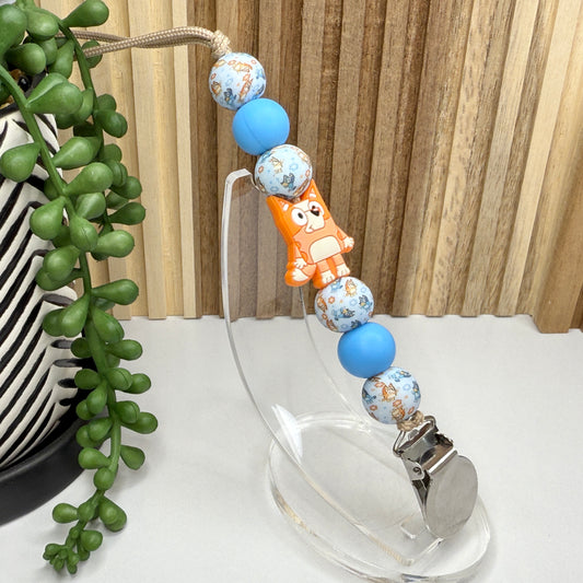 Orange Dog Pacifier Clip