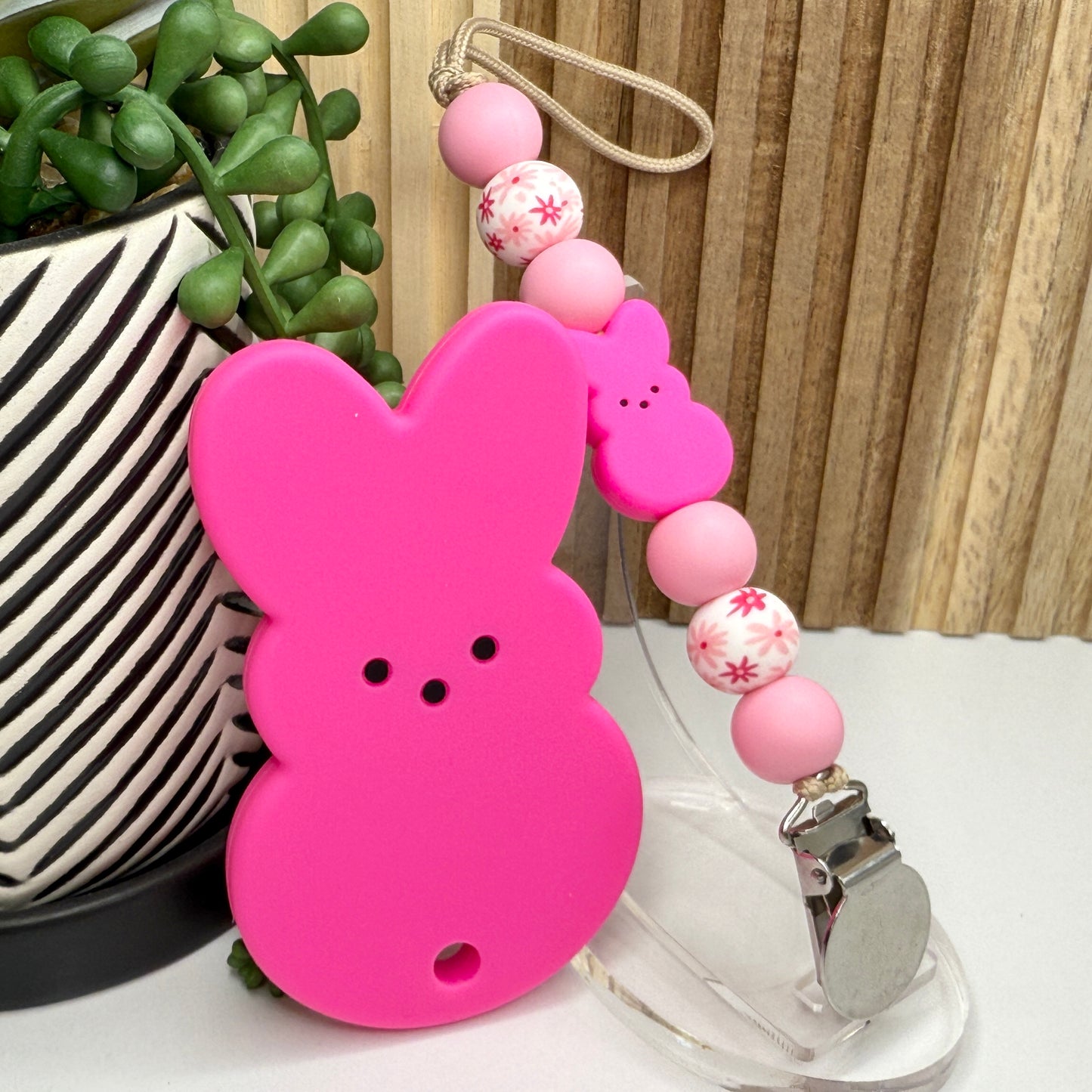 Pink Peeps Pacifier Clip Set