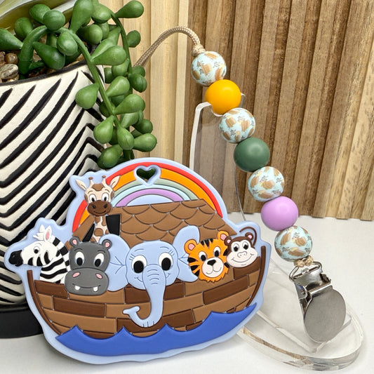 Noah's Ark Pacifier Clip Set