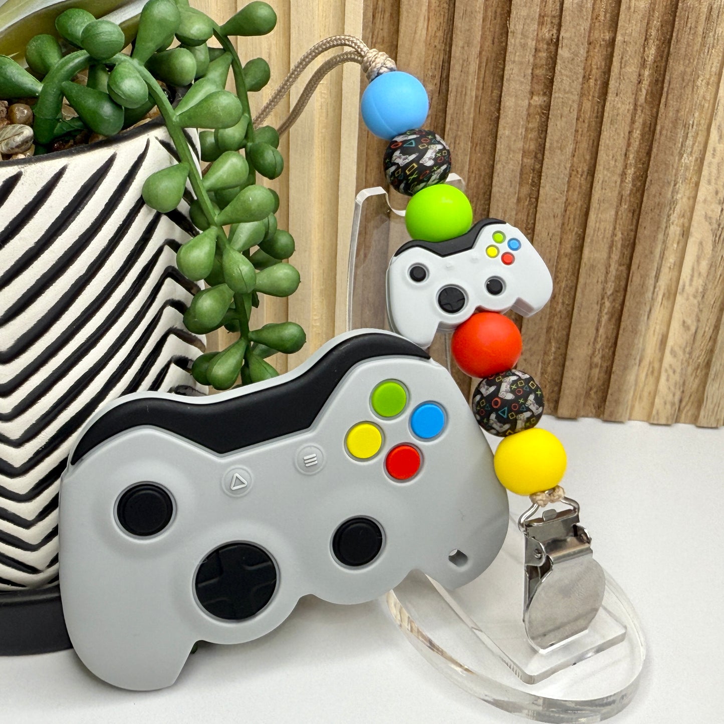 Gamer Pacifier Clip Set