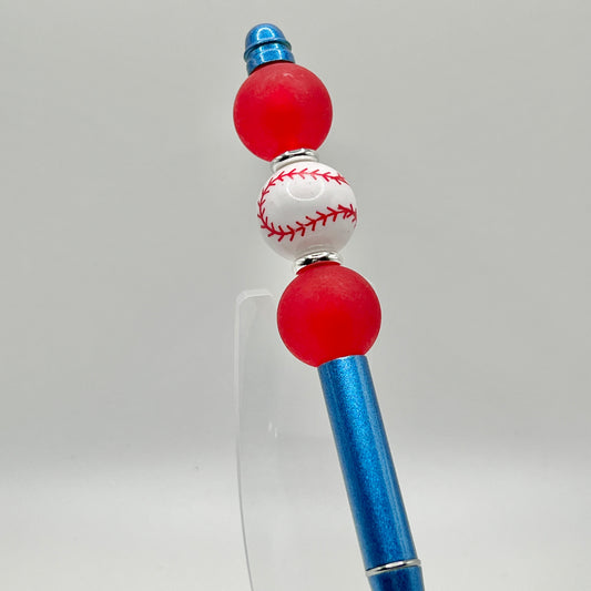 Red & Blue Baseball Metal Pen