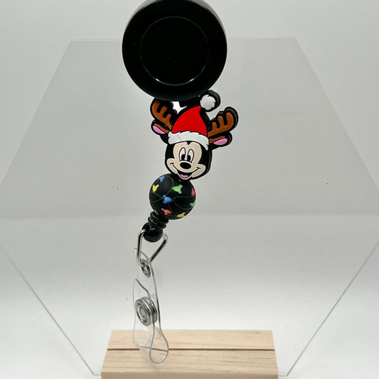 Mouse w/Antlers Badge Reel