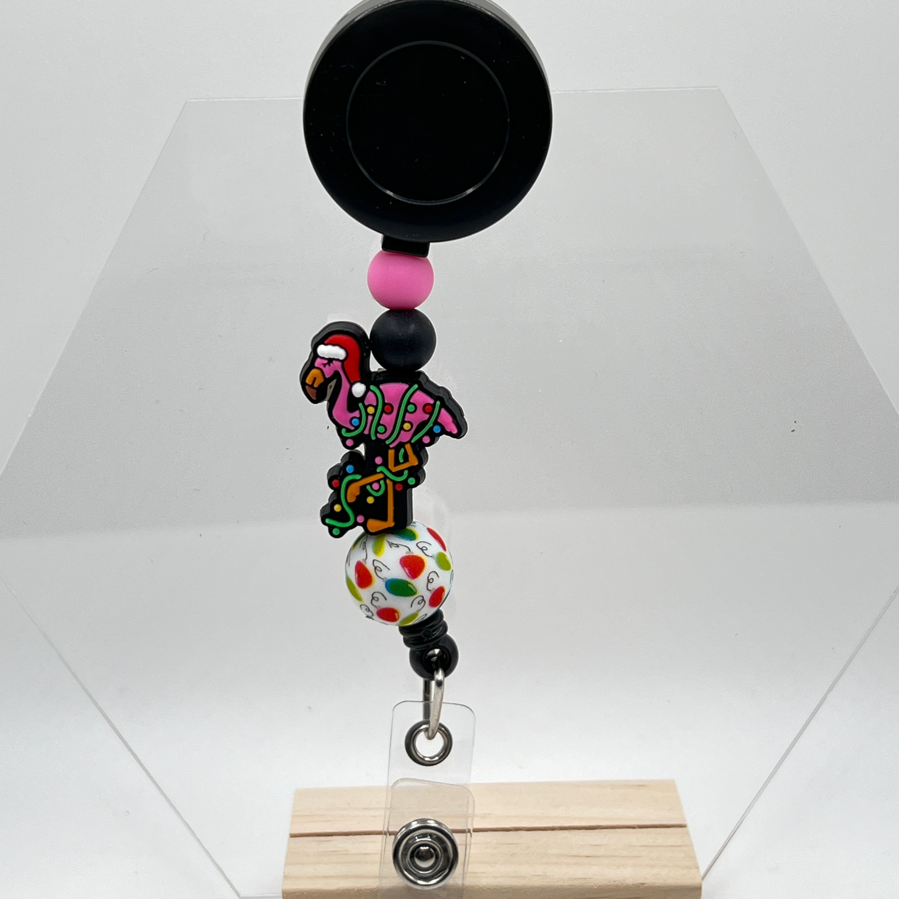 Christmas Flamingo Badge Reel