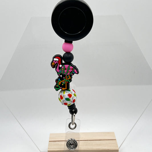 Christmas Flamingo Badge Reel