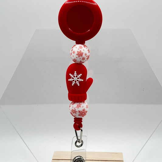Red Mitten Badge Reel