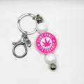 Pink Don't Panic Silver Keychain Bar