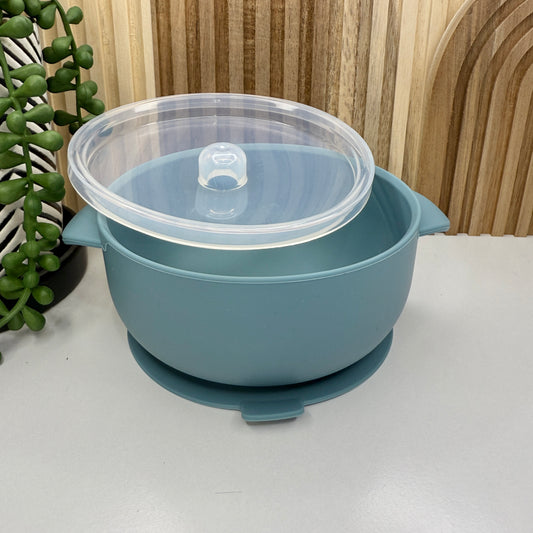 Silicone Bowl w/Lid | Ocean Blue