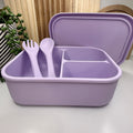 Silicone Bento Box w/Lid + Utensil Set | Lilac