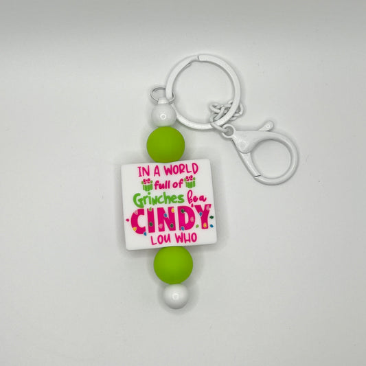 Green Cindy White Keychain Bar