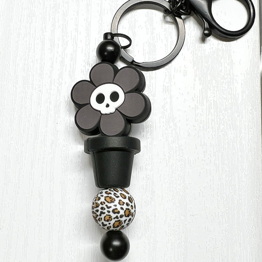 Skull Flower Black Keychain Bar