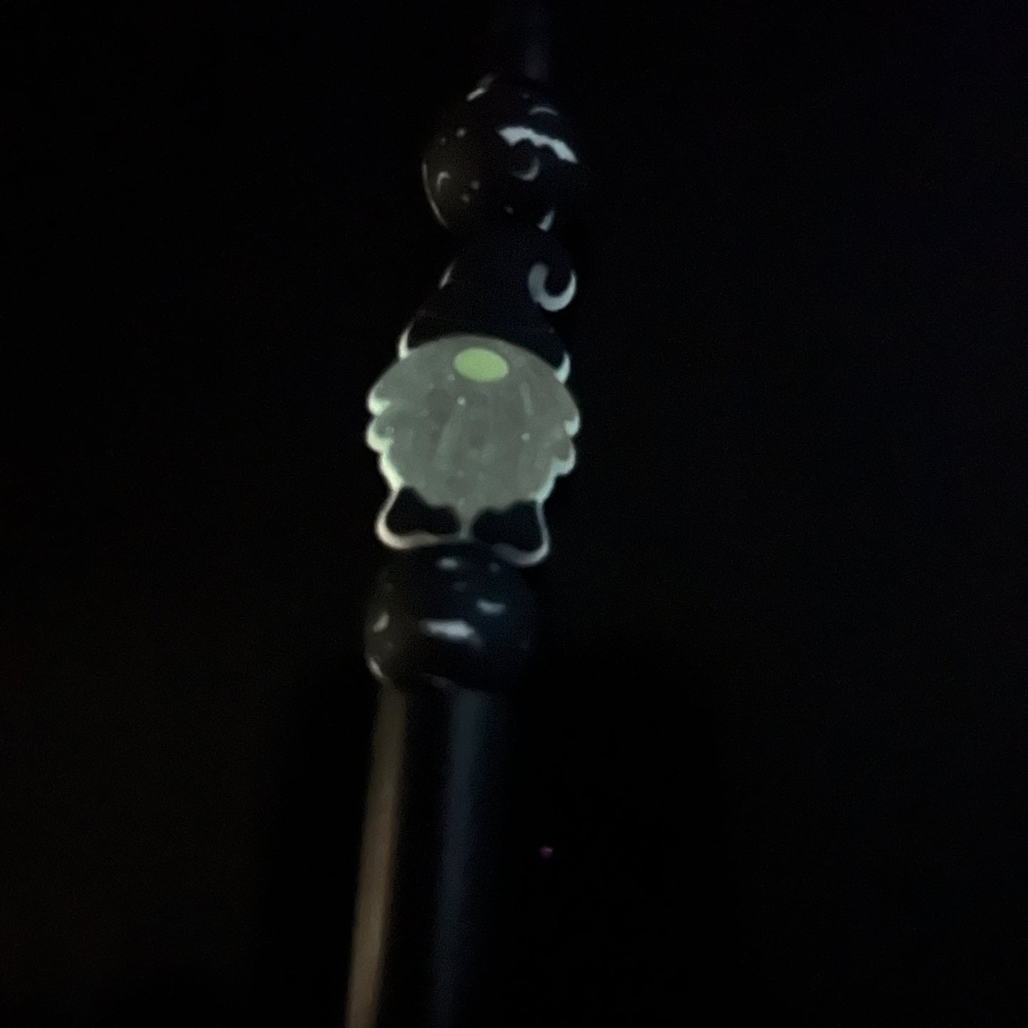 Black Gnome Glow In The Dark Plastic Pen