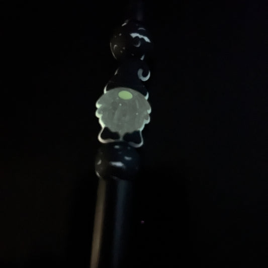 Black Gnome Glow In The Dark Plastic Pen